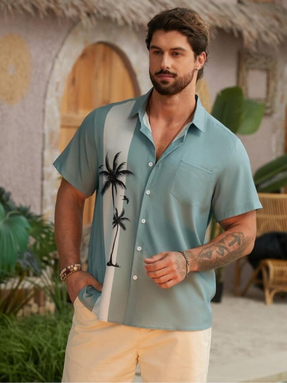 〽️Men's Multicolor Hawaiian Short Sleeve Coconut Printed Button Down Shirts
